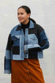 recycled denim, patchwork denim jacket, jean jacket, handmade patchwork, boxy oversized, Canadian tuxedo, locally made, secondhand first, handmade in Ottawa