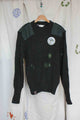 vintage army knit sweater, visible mending, upcycled clothing