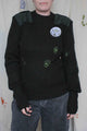 vintage army knit sweater, visible mending, upcycled clothing
