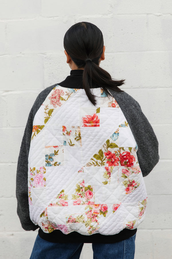 quilt turned jacket, upcycled fabric, the perfect fall jacket, handmade in canada