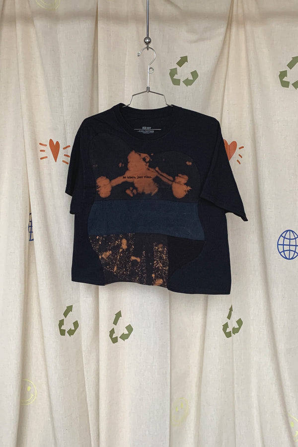 upcycled bleached black tshirt, repurposed in canada