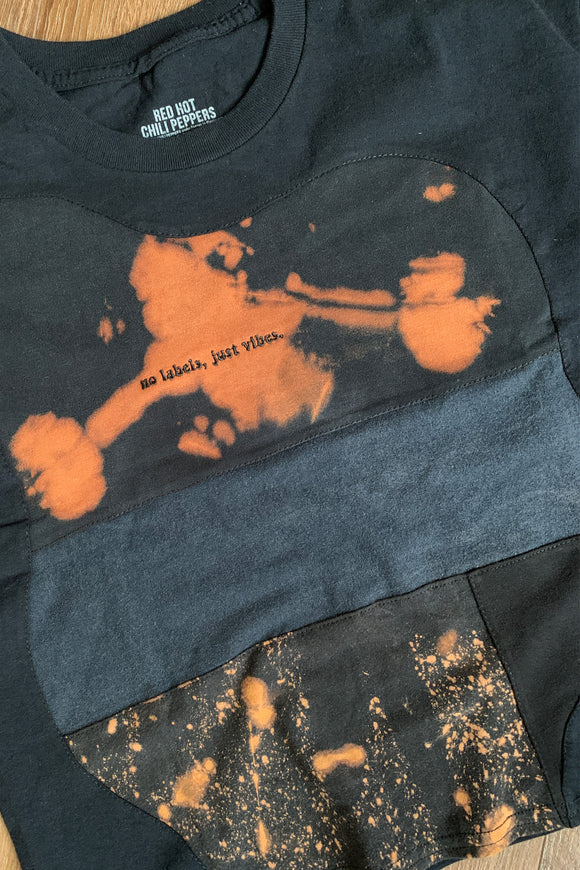 upcycled bleached black tshirt, repurposed in canada