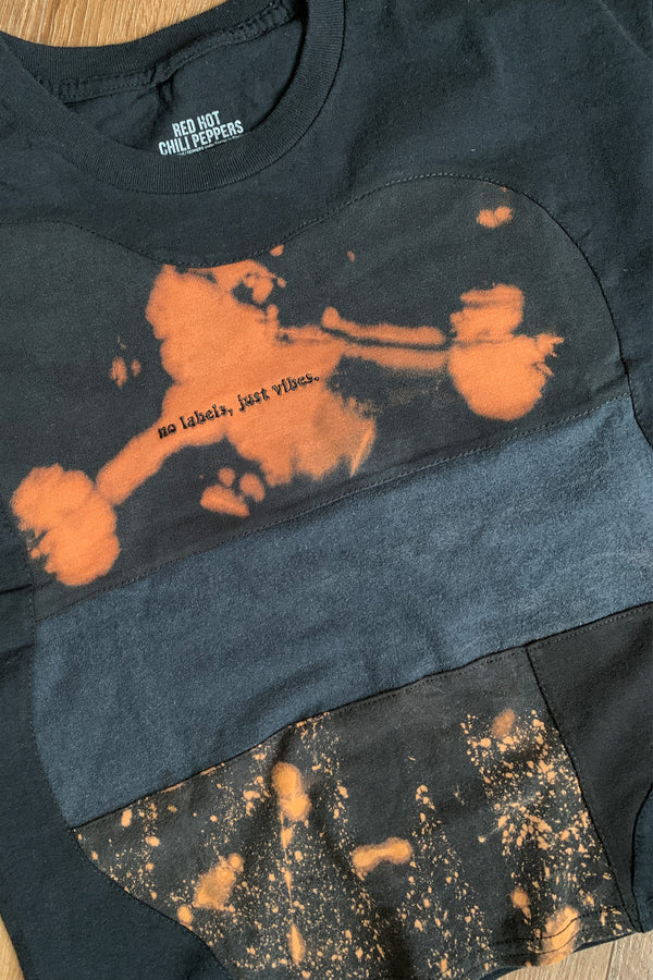 upcycled bleached black tshirt, repurposed in canada