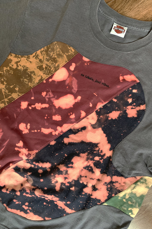 upcycled colourful bleached tee, repurposed in canada