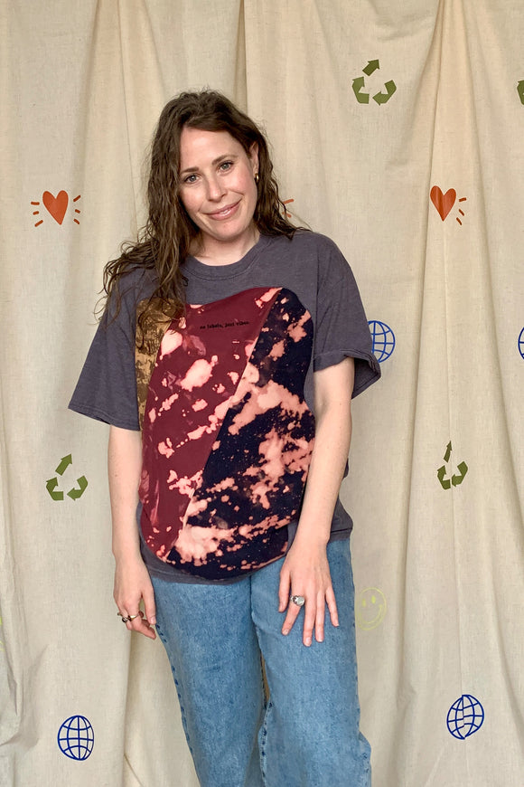 upcycled colourful bleached tee, repurposed in canada