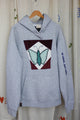 ultra soft grey hoodie with butterfly quilted motif, handmade in canada, upcycled, no labels, just vibes