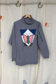 grey turtleneck with stunning quilted butterfly, repurposed and upcycled in caanda
