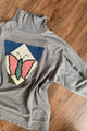grey turtleneck with stunning quilted butterfly, repurposed and upcycled in caanda