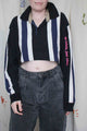 collared crop top, upcycled clothing, thrifted fashion