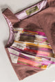 upcycled linen top, rose featuring gold, magenta and browns made in canada, summer top