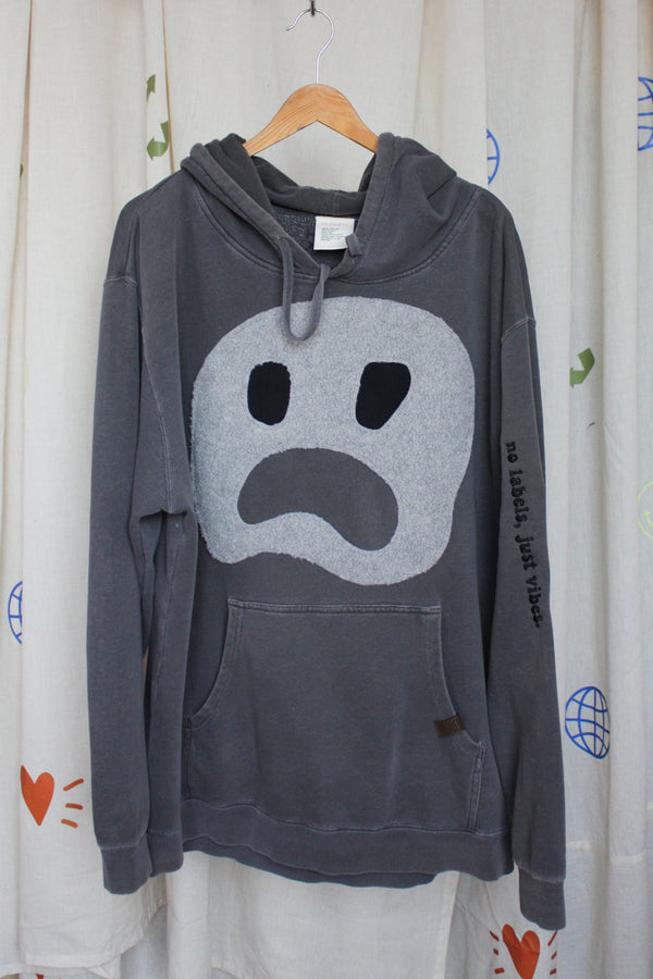 ghost face sweater, repurposed clothing, upcycled, one of a kind, no labels, just vibes