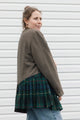 men's brown tweed blazer with green kilt detailing
