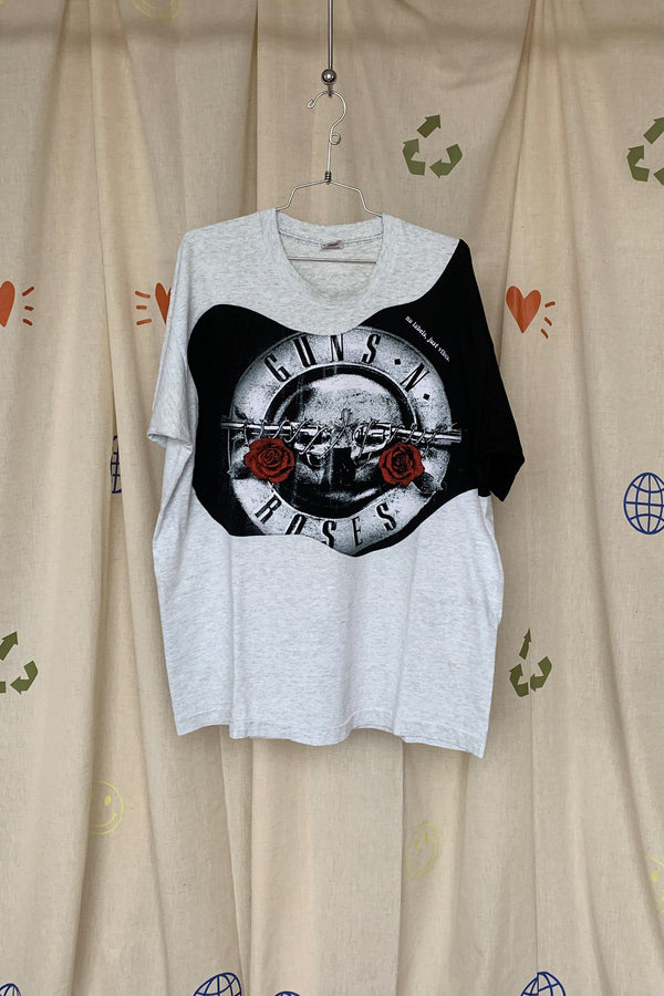 upcycled grey and black GNR band tee, repurposed canada