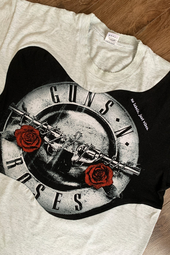 upcycled grey and black GNR band tee, repurposed canada
