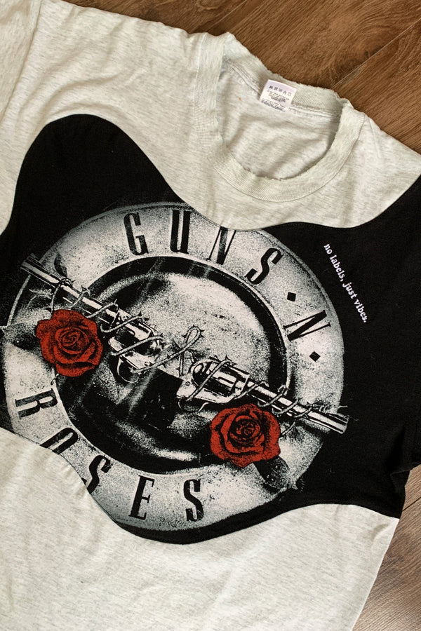 upcycled grey and black GNR band tee, repurposed canada