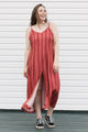 striped dress with spaghetti strap and front slit, gorgeous summer dress, made in canada