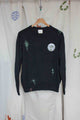 knit man sweater, visible mending, upcycled clothing, no labels, just vibes no patch