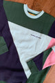 green, blue & aqua patchwork sweater, upcycled design, repurposed in canada