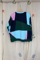 green, blue & aqua patchwork sweater, upcycled design, repurposed in canada
