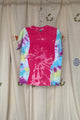 upcycled colourful pink and tie-dye t-shirt, repurposed in canada