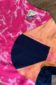 upcycled pink, orange and navy crop top, repurposed in canada