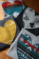 Mini Tipi scrap fabric, heart sweater, recycled fabric, upcycled scraps, hand cut in Canada