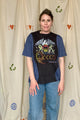 blue and black queen tee, upcycled and repurposed in canada