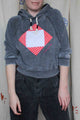 grey quilted crop hoodie, upcycling clothing