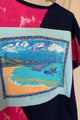 navy, purple, pink and teal upcycled and repurposed in canada, featuring st. thomas image in the back