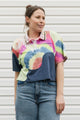 tie dye polo with pops of colour upcycled in canada
