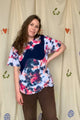 cotton and navy tie dye tee, upcycled and repurposed in canada