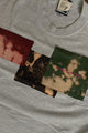 grey tee with bleached patches, upcycled and repurposed in canada