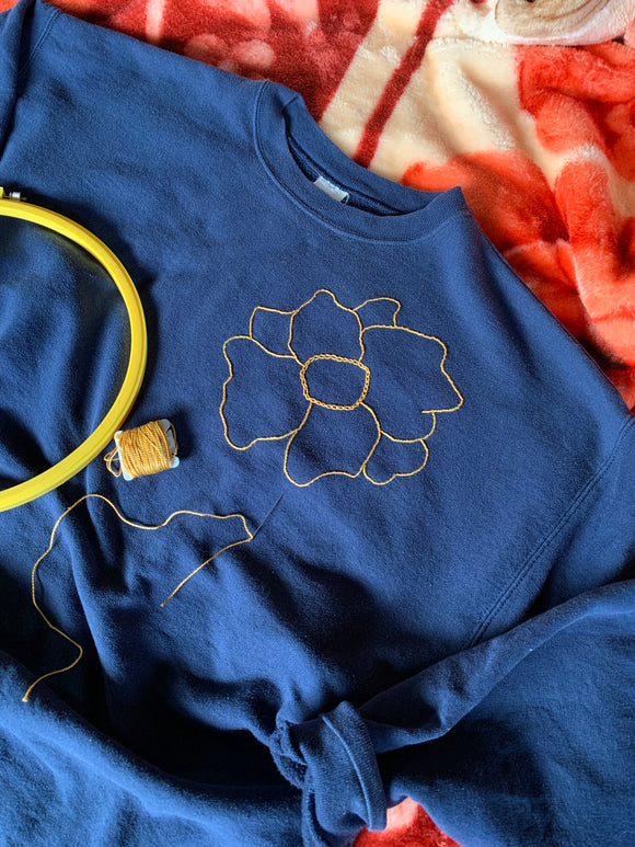 Floral Embroidery Workshop available in Ottawa, learn to stitch a peony.