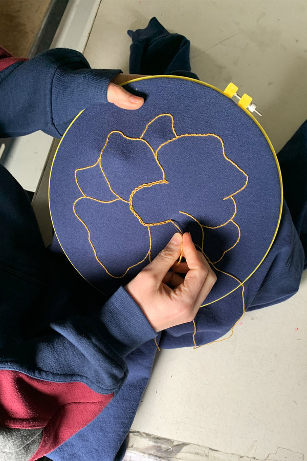 Floral Embroidery Workshop available in Ottawa, learn to stitch a peony.