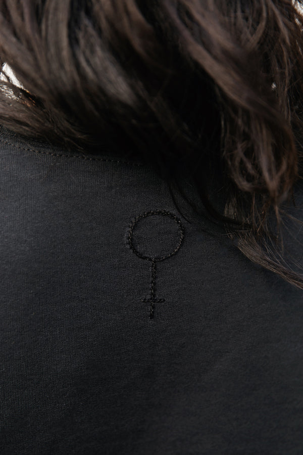 black sweater with hand embroidered names, customizable, great gift to give hand stitched in canada