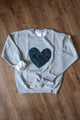 quilted green plaid heart, upcycled fabric, recycled fabric, heart sweater, hand stitched in Ottawa