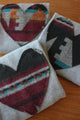 mini tipi scrap fabric heart sweater, upcycled oversized sweater, hand stitched in ottawa