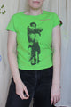 lime green prince baby tee, upcycled and secondhand 