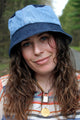 light and dark wash jean, two tone bucket hat, recycled fabric, upcycled hat handmade in Ottawa